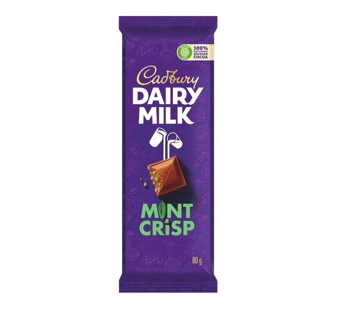 Dairy Milk Mint Crisp Slabs 12 x 80g Box