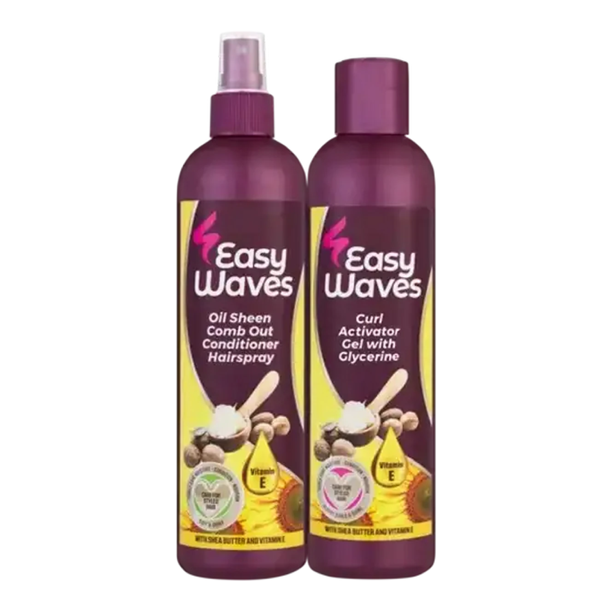 Easy Waves 2 in 1 Combo Oil Sheen Comb Out Conditioner Hairspray + Curl Activator with Glycerine