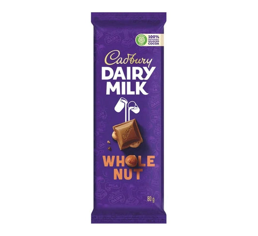 Dairy Milk Whole Nut Slabs 12 x 80g Box