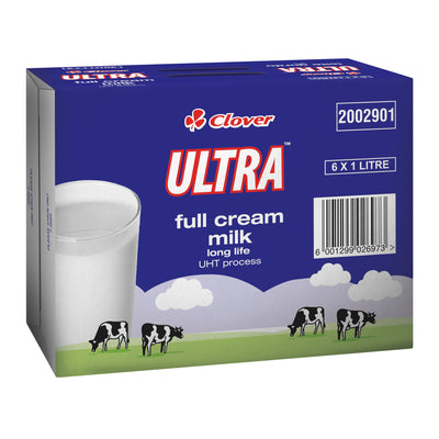 Clover Ultra Full Cream Milk Long Life 6 x 1L